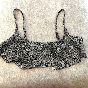 Old Navy Black White Floral Print Bandeau Bikini Swim Top size Large